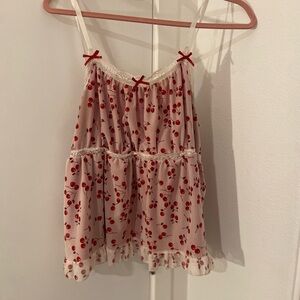 Cherry Print Sheer Camisole Top